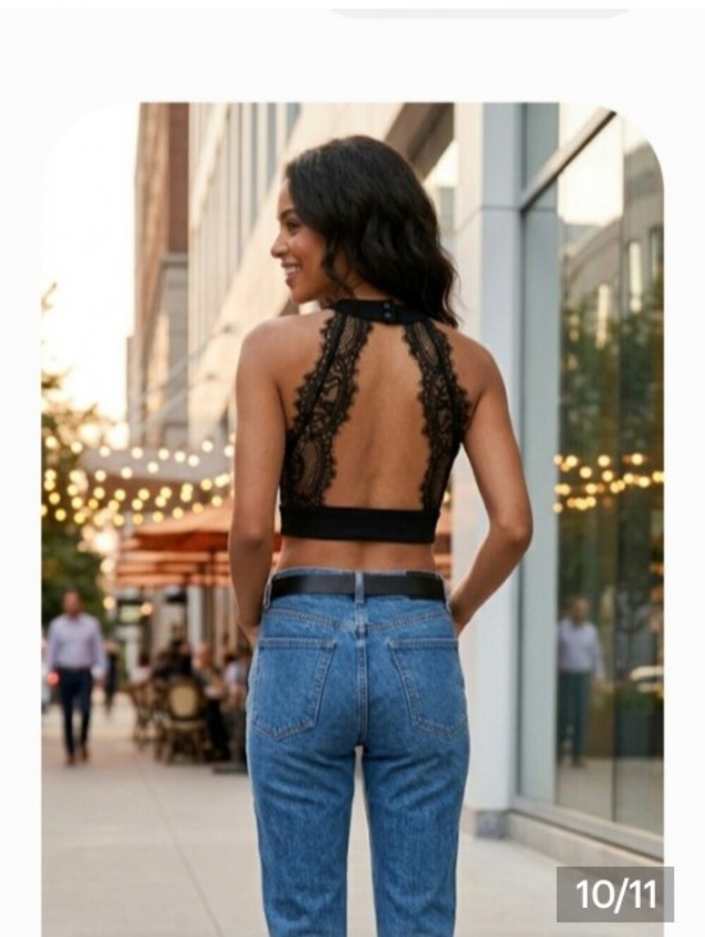 Lulu's Black Lace High-Neck Open-Back Crop Top